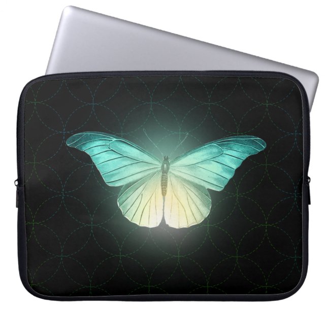 Luna-mot op zwart laptop sleeve (Voorkant)