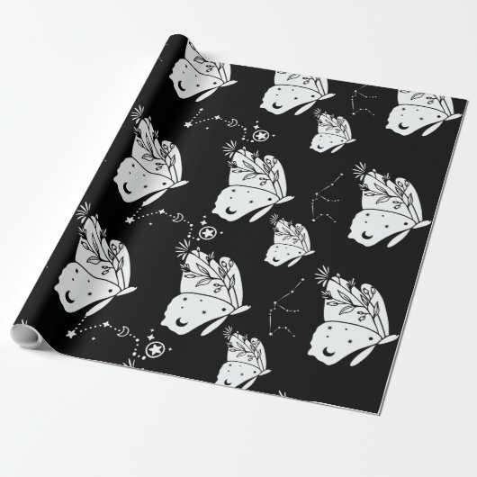 Luna mot vlinder patroon cadeaupapier (Uitgerold)
