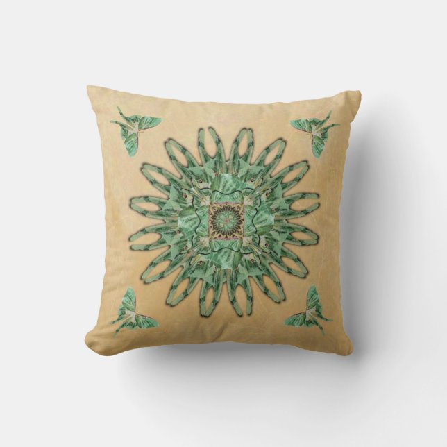 Luna Moth Abstract Mandala Pillow Kussen (Voorkant)