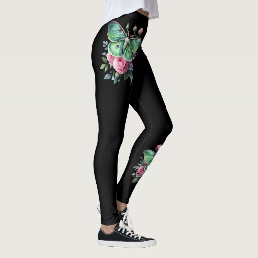 Luna Moth and Flowers Leggings (Rechts)