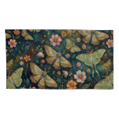 Luna Moth and Moon Phases, Starry Night Flowers Kussensloop (Achterkant-Rechts)