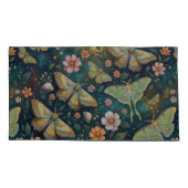 Luna Moth and Moon Phases, Starry Night Flowers Kussensloop (Achterkant-Links)