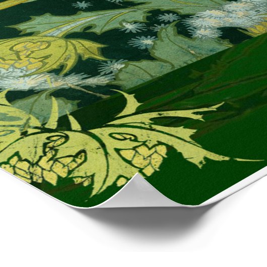 Luna Moth and Moon Poster, Green Nature Collage Poster (Hoek)