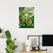 Luna Moth and Moon Poster, Green Nature Collage Poster (Thuiskantoor)