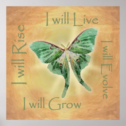 Luna Moth Artistic Motivatie Poster Print (Voorkant)