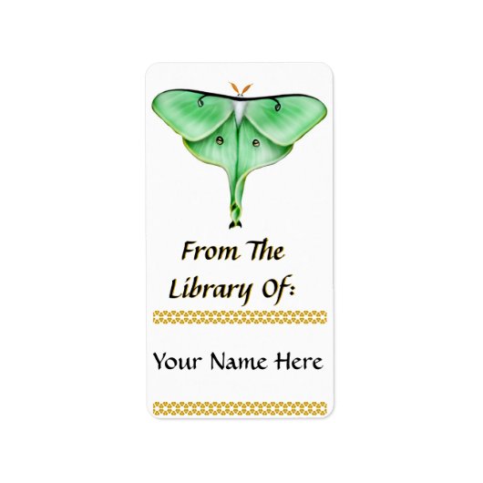 Luna Moth Bookplate Etiket (Voorkant)