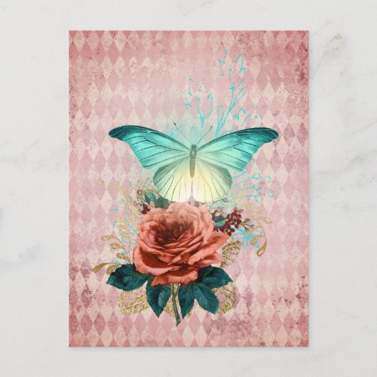 Luna Moth Bouquet Collage Briefkaart (Voorkant)