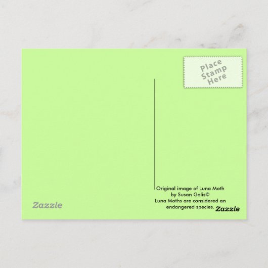 Luna Moth Briefkaart (Achterkant)