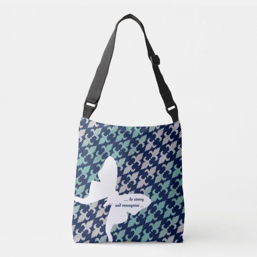 Luna Moth Buffalo Pset Damask Mint Midnight Blue Crossbody Tas (Voorkant)