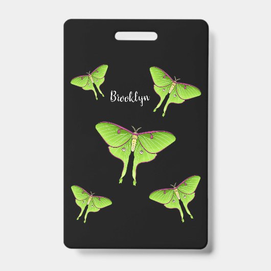 Luna Moth cartoon illustration Badge (Voorzijde)