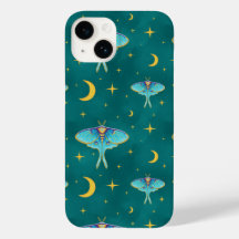 Luna Moth Celestial Moons & Stars Blauwgroen