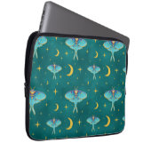 Luna Moth Celestial Moons & Stars Blauwgroen Laptop Sleeve (Voorkant Rechts)