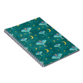 Luna Moth Celestial Moons & Stars Blauwgroen Notitieboek (Rechterzijde)