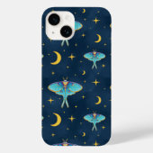 Luna Moth Celestial Moons & Stars Marine Case-Mate iPhone Case (Achterkant)