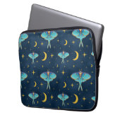 Luna Moth Celestial Moons & Stars Marine Laptop Sleeve (Voorkant Links)