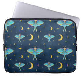 Luna Moth Celestial Moons & Stars Marine Laptop Sleeve