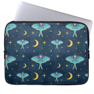 Luna Moth Celestial Moons & Stars Marine Laptop Sleeve