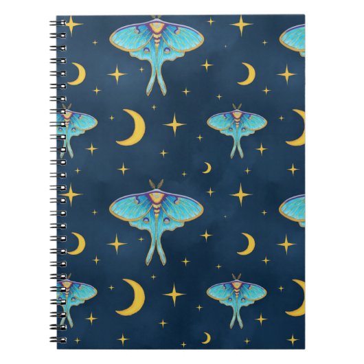 Luna Moth Celestial Moons & Stars Marine Notitieboek (Voorkant)