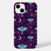 Luna Moth Celestial Moons & Stars Paarse Case-Mate iPhone Case (Achterkant)