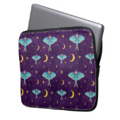 Luna Moth Celestial Moons & Stars Paarse Laptop Sleeve (Voorkant Links)