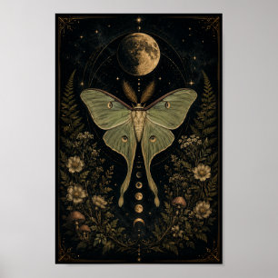 Luna Moth Celestial Poster   Mystieke Maanfasen 