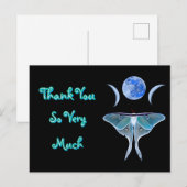 Luna Moth Drie maan Dank je Briefkaart (Voorkant / Achterkant)