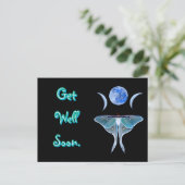 Luna Moth Drie maan Snel beter Briefkaart (Staand voorkant)