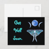 Luna Moth Drie maan Snel beter Briefkaart (Voorkant / Achterkant)
