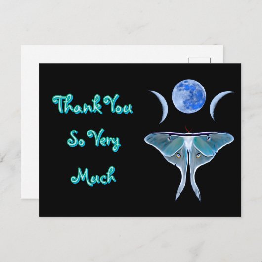 Luna Moth Drie Maans Danken U Briefkaart (Voorkant / Achterkant)