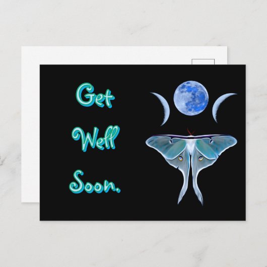 Luna Moth Driehoekige Maan Beterschap Briefkaart (Voorkant / Achterkant)