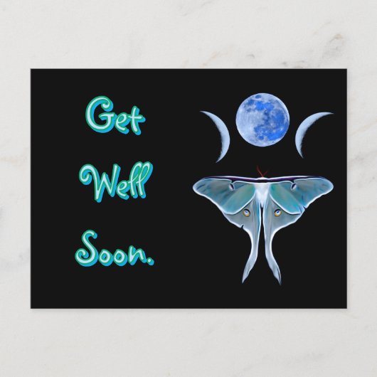 Luna Moth Drievoudige Maan Beterschap Briefkaart (Voorkant)