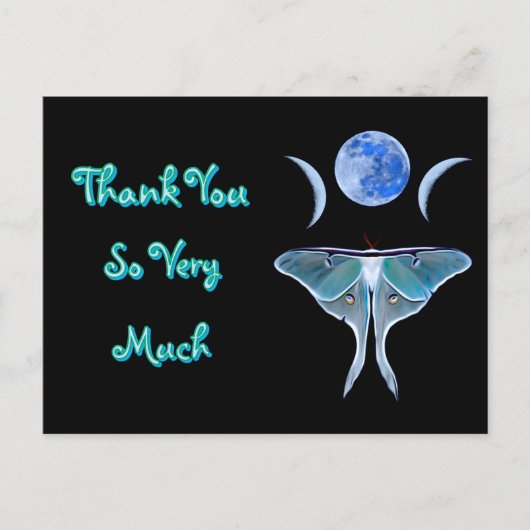Luna Moth Drievoudige Maan Dank Je Briefkaart (Voorkant)