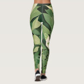 Luna Moth en bloemen - Groen en Crème Leggings (Achterkant)