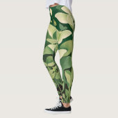 Luna Moth en bloemen - Groen en Crème Leggings (Links)