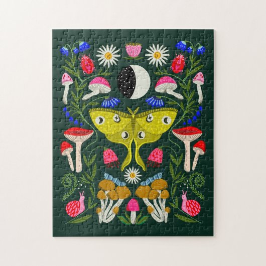 Luna Moth en Moon Illustration Legpuzzel (Verticaal)