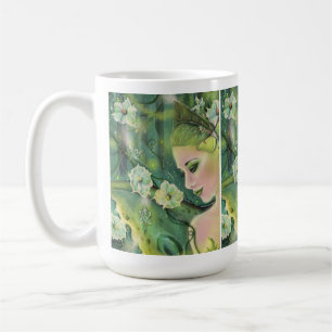 Luna moth fairy art van Renee Lavoie Koffiemok