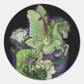 Luna Moth Fairy Horse Classic Round Sticker (Voorkant)