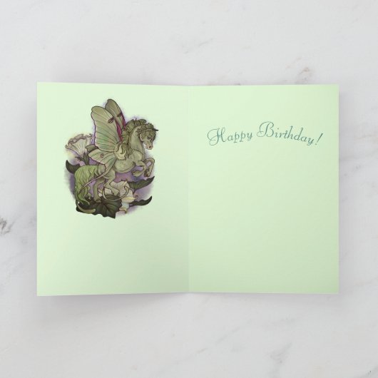 Luna Moth Fairy Horse Kaart (Binnen)