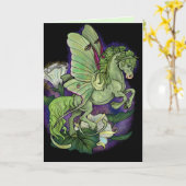 Luna Moth Fairy Horse Kaart (Gele Bloem)