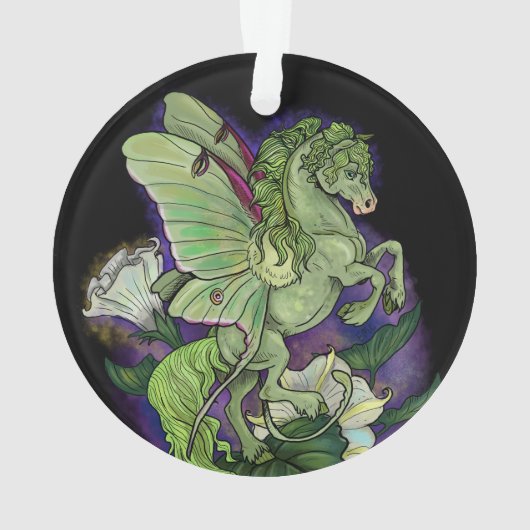 Luna Moth Fairy Horse Pegasus Ornament (achterkant)