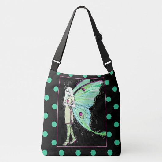 Luna moth fairy polka dot cross body bag crossbody tas (Voorkant)