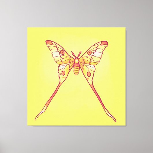 Luna Moth Geel Sinaasappel Witchy Magisch Insect Canvas Afdruk (Voorkant)