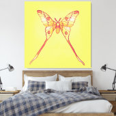 Luna Moth Geel Sinaasappel Witchy Magisch Insect Canvas Afdruk (Insitu (Slaapkamer))