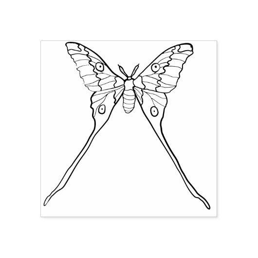 Luna Moth Geel Sinaasappel Witchy Magisch Insect Rubberstempel (Afrduk)