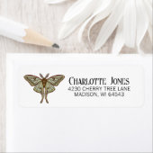 Luna Moth Gothic Retouradres Etiket (Insitu)