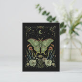 Luna Moth Gotische Waterverf Kunst Briefkaart (Staand voorkant)