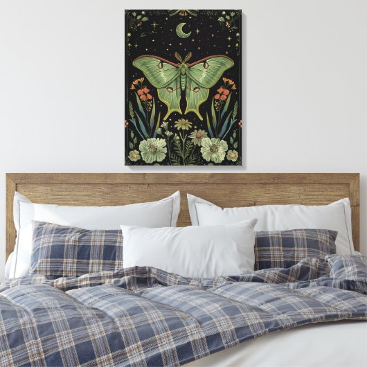 Luna Moth Gotische Waterverf Kunst Canvas Afdruk (Insitu (Slaapkamer))