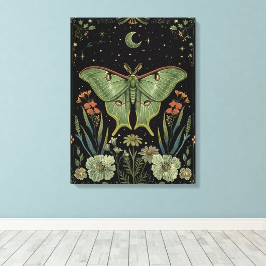 Luna Moth Gotische Waterverf Kunst Canvas Afdruk (Insitu (Houten vloer))