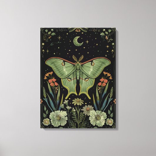 Luna Moth Gotische Waterverf Kunst Canvas Afdruk (Voorkant)