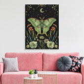 Luna Moth Gotische Waterverf Kunst Canvas Afdruk (Insitu (Woonkamer))